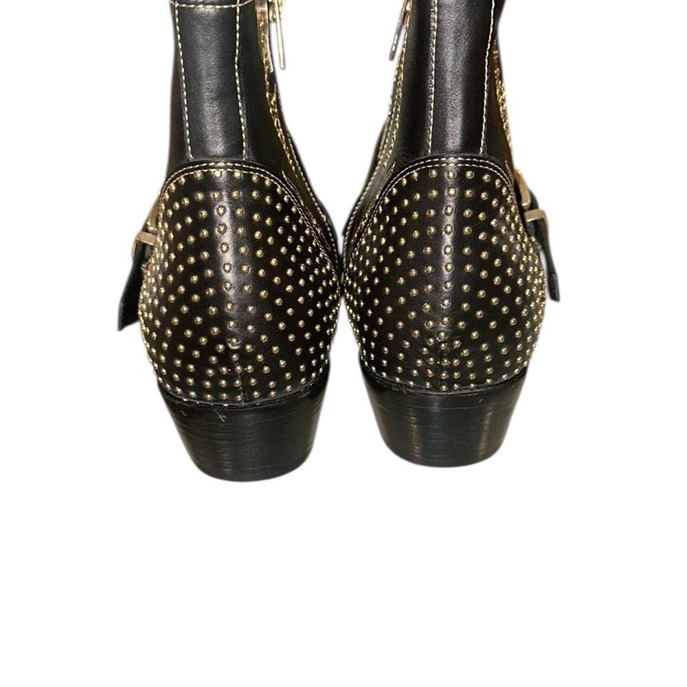 ANINE BING CHARLIE WOMENS 38 Black‎ and Gold Studded Ankle Boots leather - Picture 8 of 12